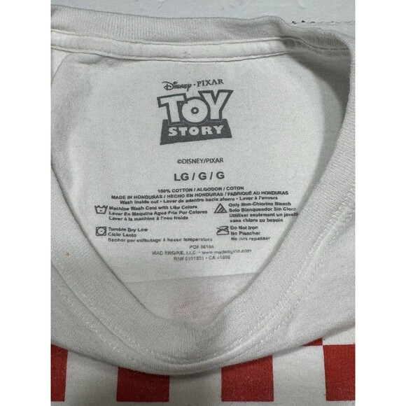 Toy Story Adult LARGE Disney Pixar Pizza Planet‎ Red Graphic Print White T-Shirt - Picture 7 of 7